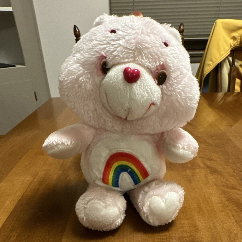 Vintage 

Care Bears Share Bear Plush Pink Rainbow Belly Badg 1983